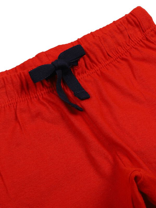 Boys White & Red Printed T-Shirt with Short Pants image number 5